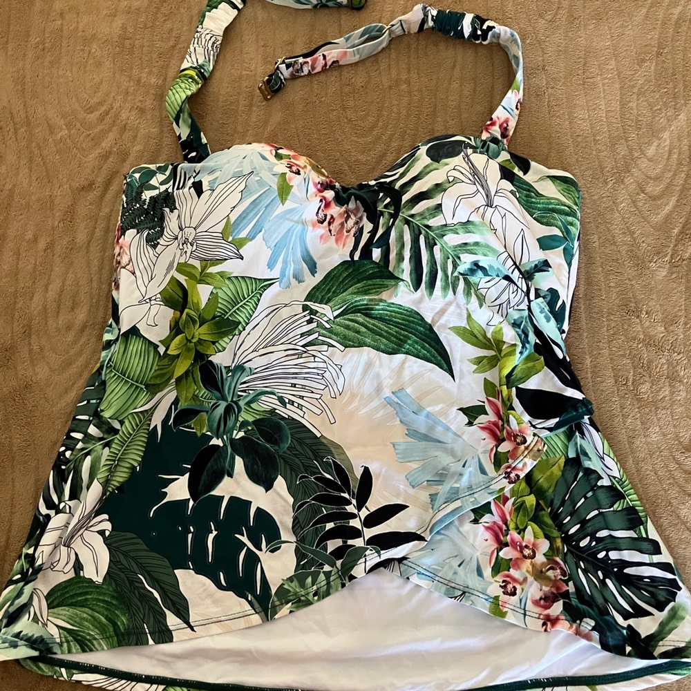 Tropical Print Tankini Set